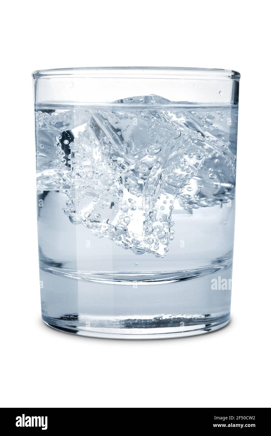 Glass of water with ice isolated on a white background Stock Photo - Alamy