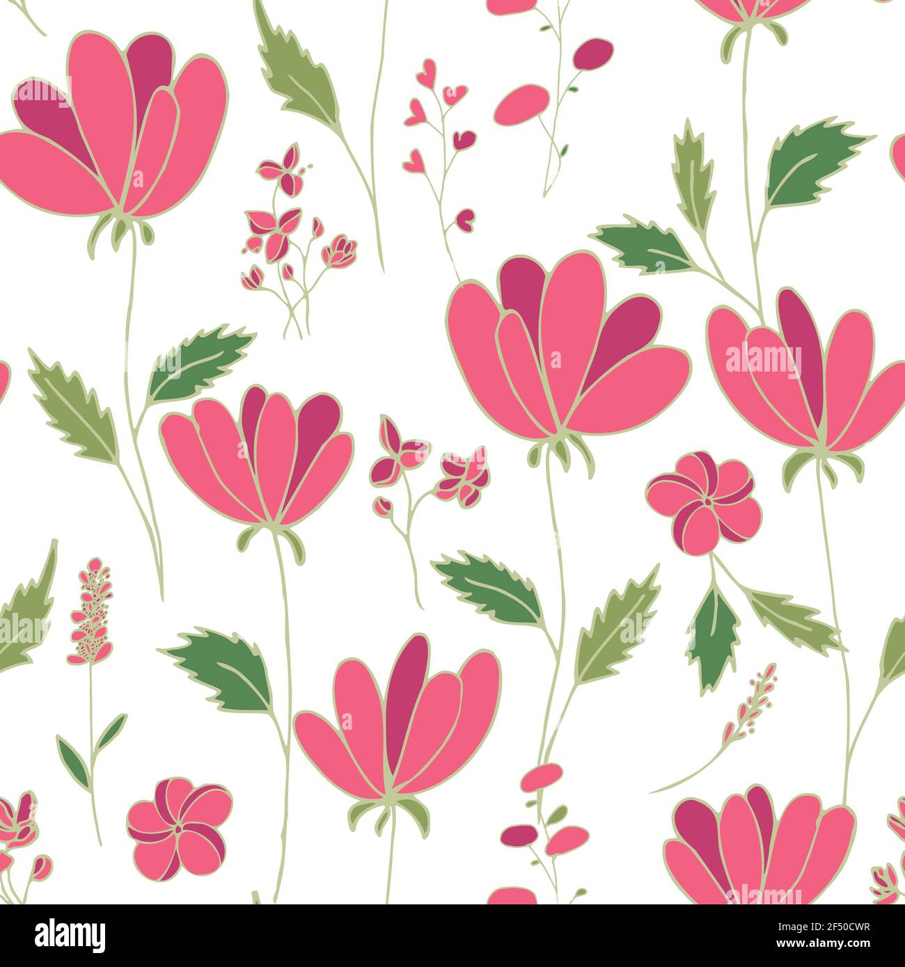 Green floral pattern with bright colors Royalty Free Vector