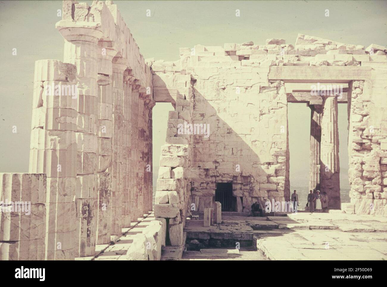 Travel photos Greece. Athens. Acropolis. Parthenon (447-432 BC). Column row of the south side from the inside Stock Photo