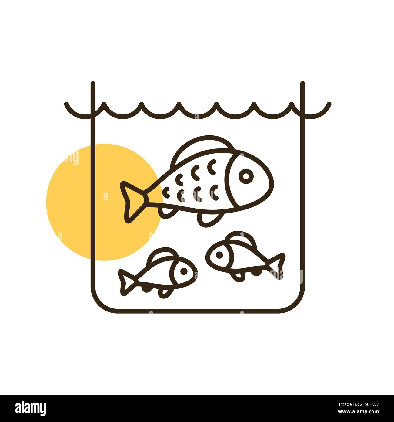 Fish in a pond or aquarium icon. Farm animal sign. Graph symbol for ...