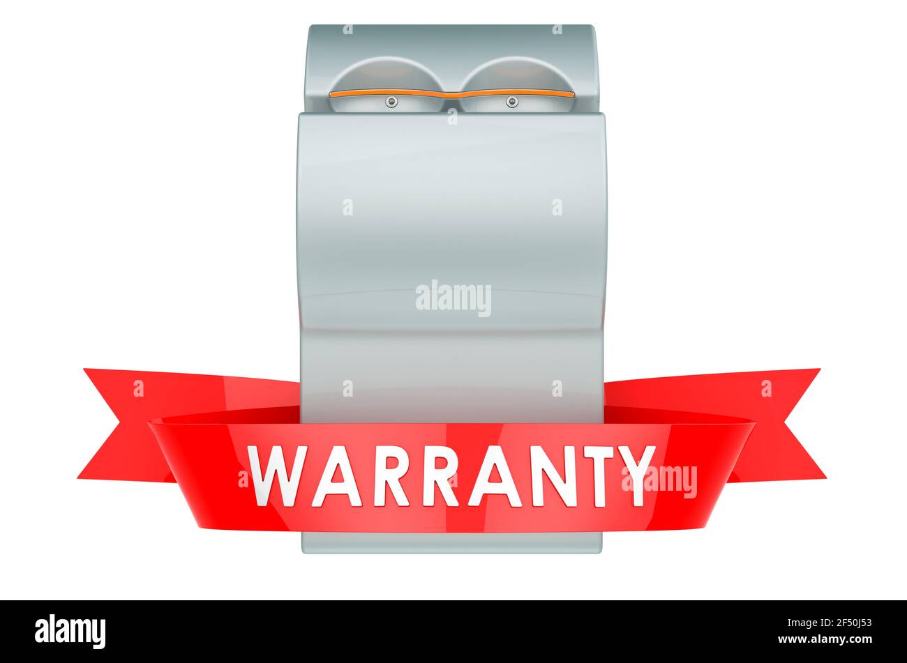 Hand dryer warranty concept. 3D rendering isolated on white background