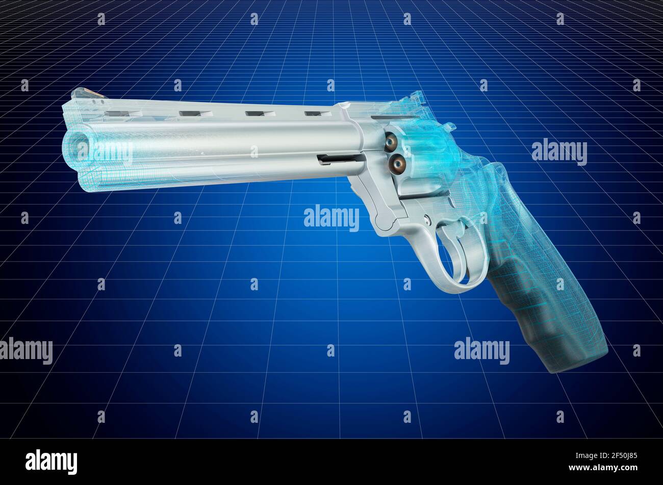 Visualization 3d cad model of revolver, blueprint. 3D rendering Stock ...