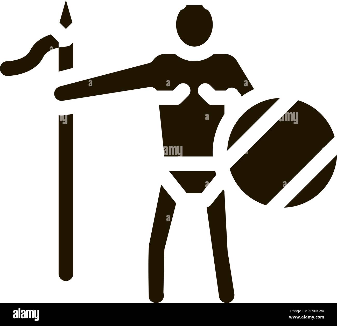 Aztec with Spear and Shield Illustration Stock Vector