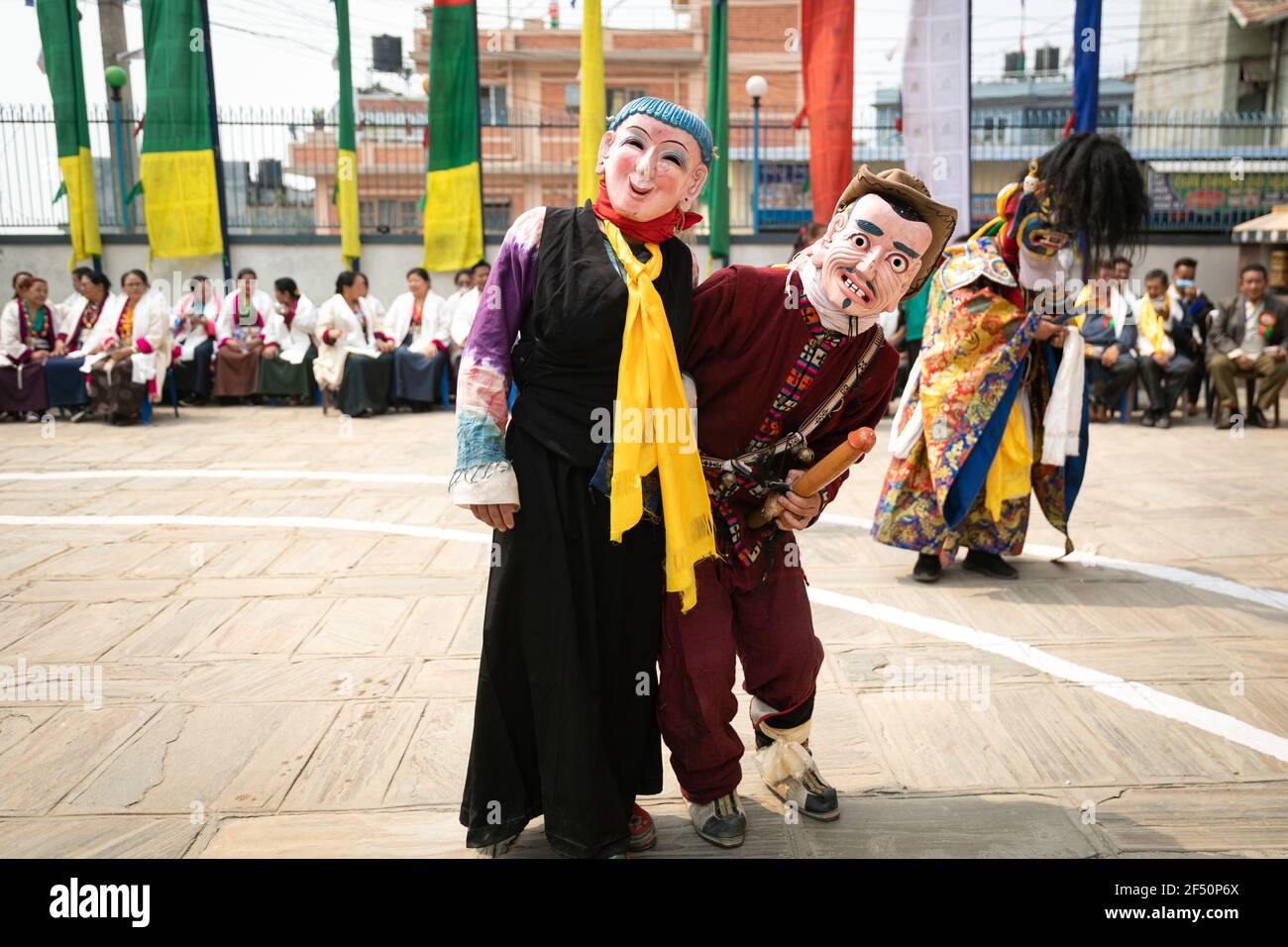A masked dancers performing a traditional Cham dance during the rituals ...