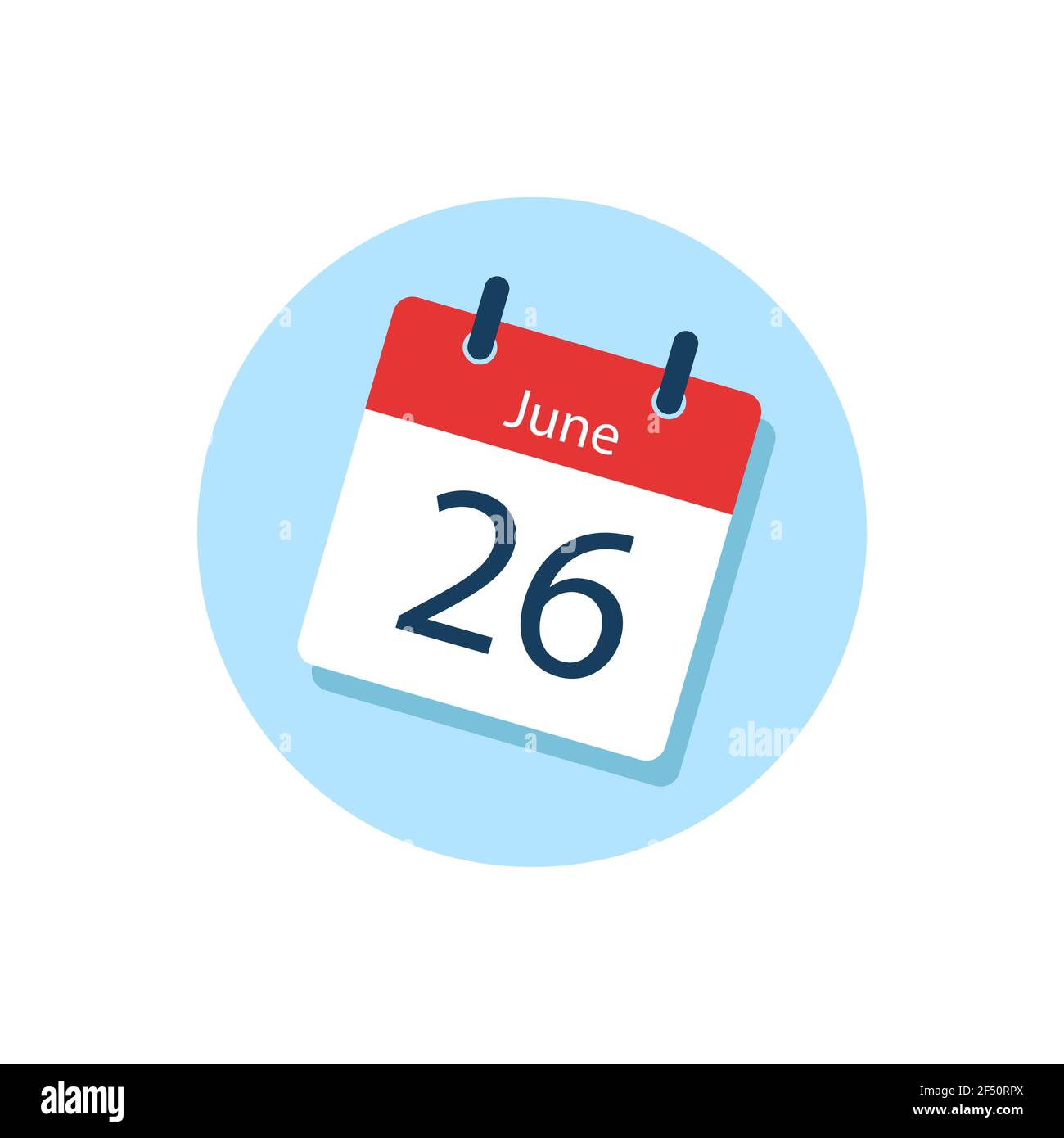 White daily calendar Icon June in a Flat Design style. Easy to edit Isolated vector Illustration. Stock Vector