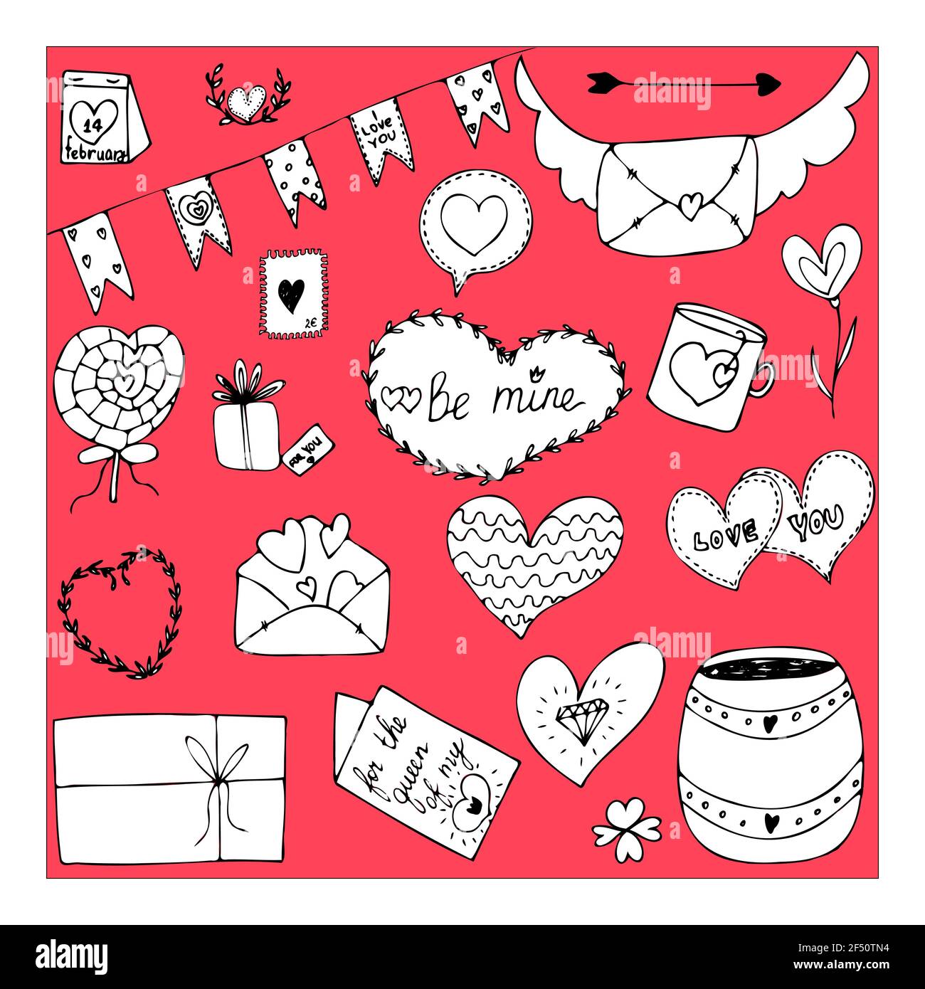 vector valentines day set isolated elements Stock Photo - Alamy