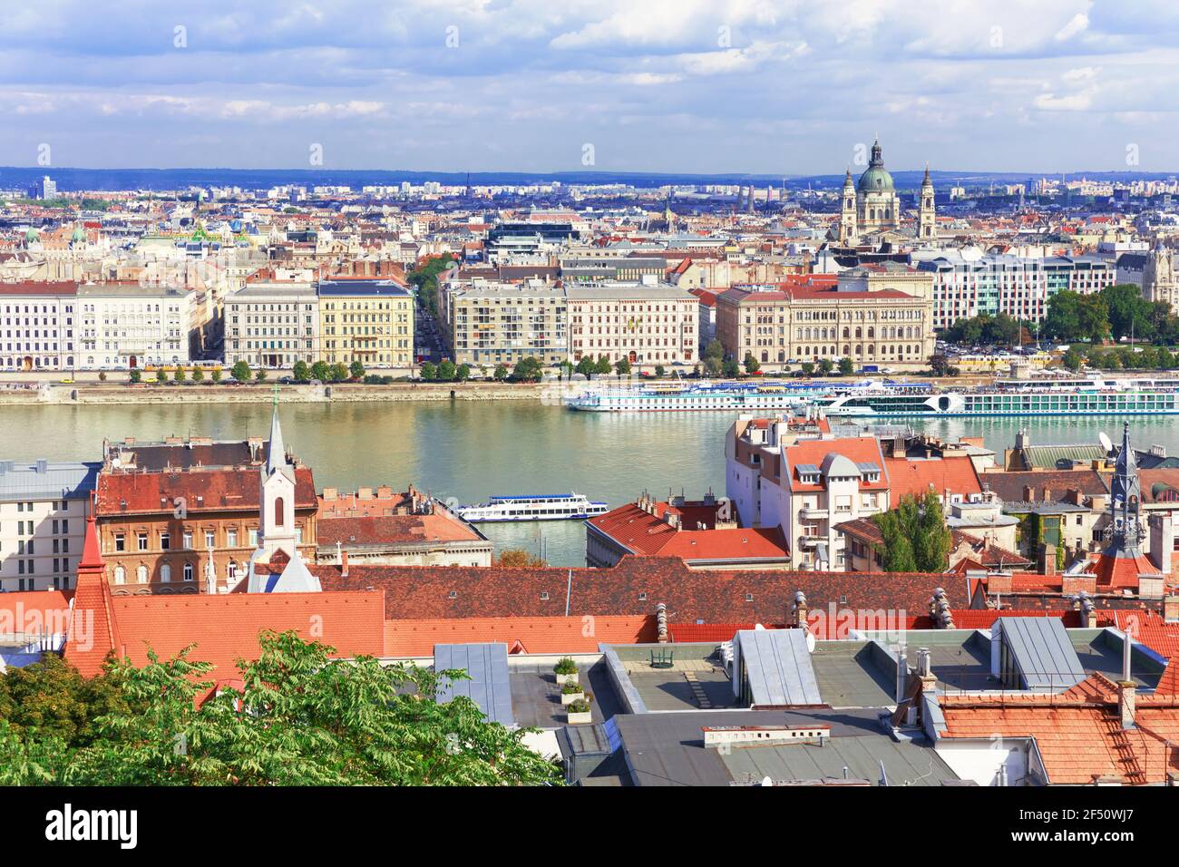 Hungary. Budapest. View on riverside of Danube  and St. Stephen's Basilica Stock Photo