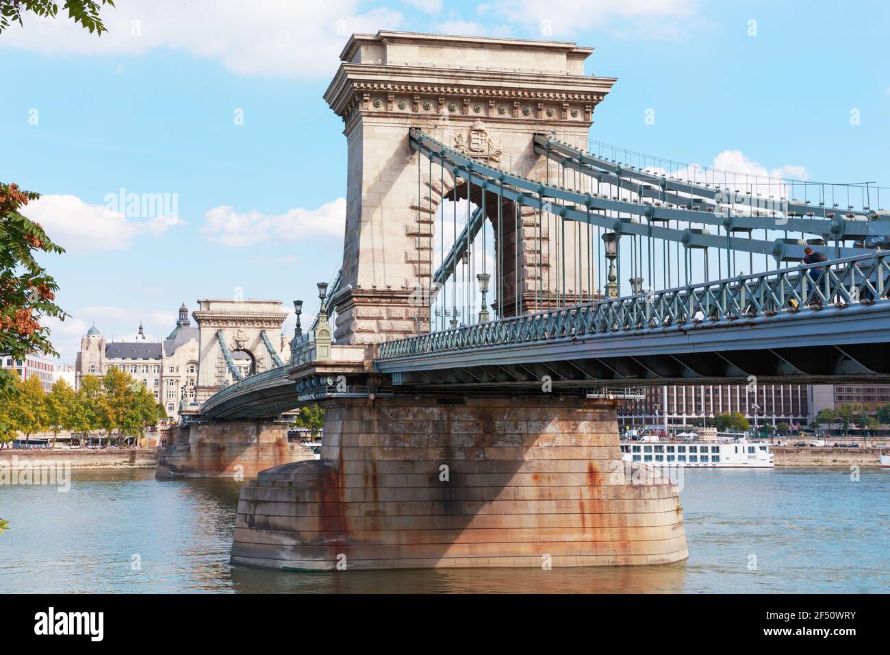 Budapest, Hungary. The famous chain bridge on the Danube Stock Photo