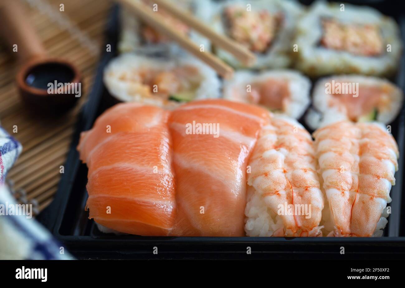 Sushi assorted as serving Japanese dish Stock Photo Alamy