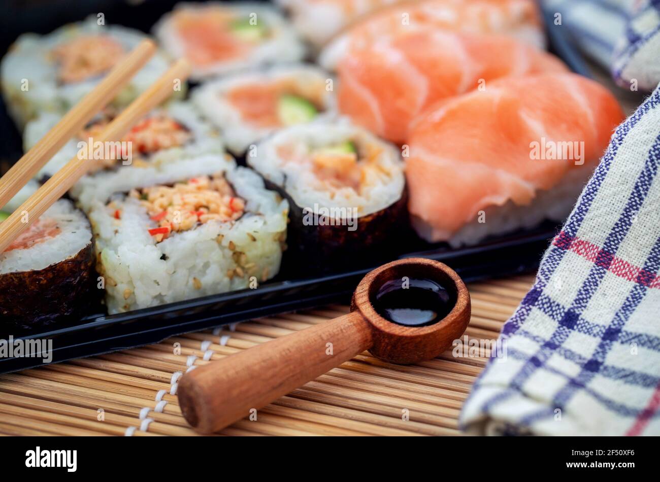 Sushi assorted as serving Japanese dish Stock Photo Alamy