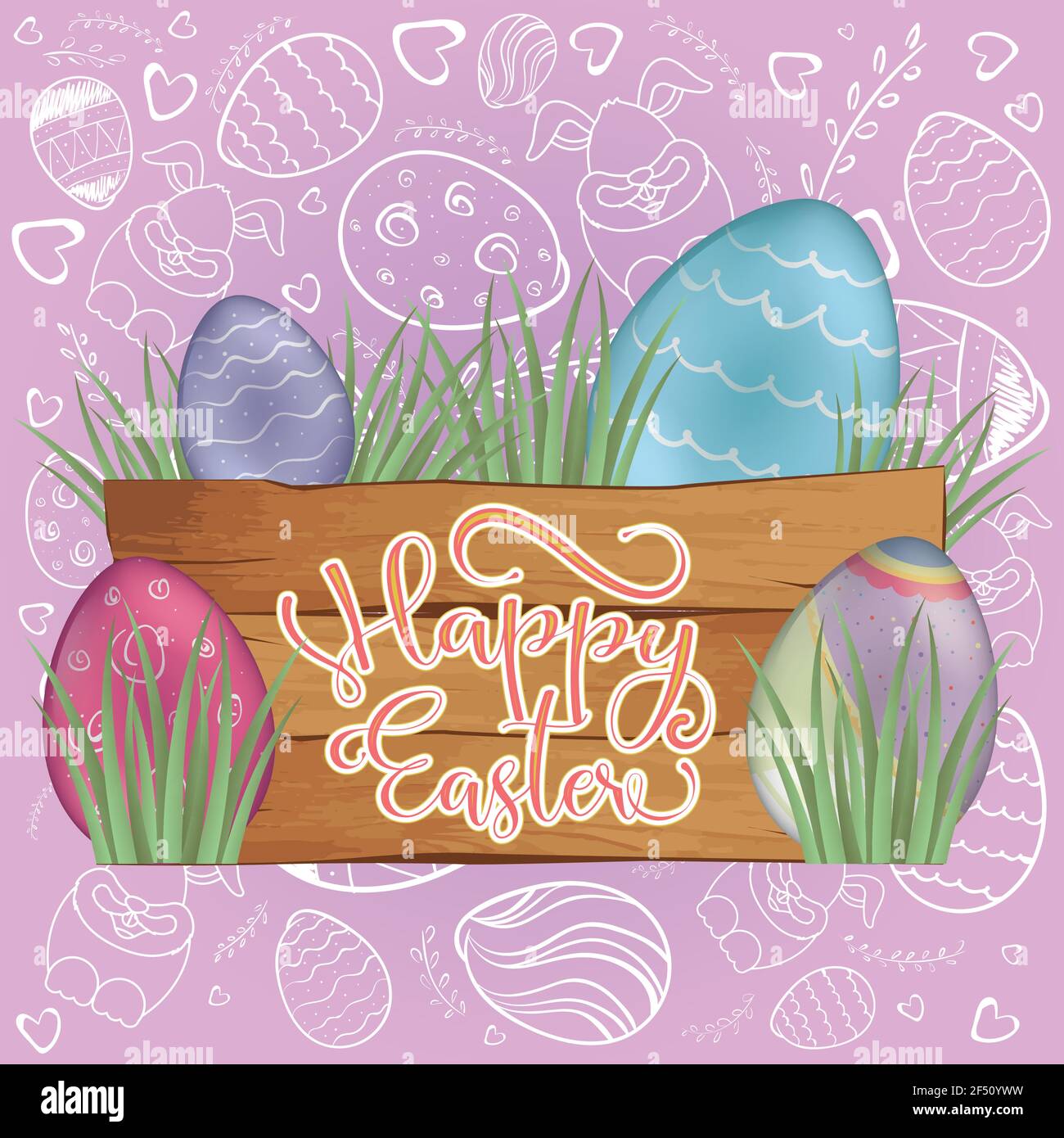 Happy easter card. Decorated easter eggs - Vector Stock Vector Image ...