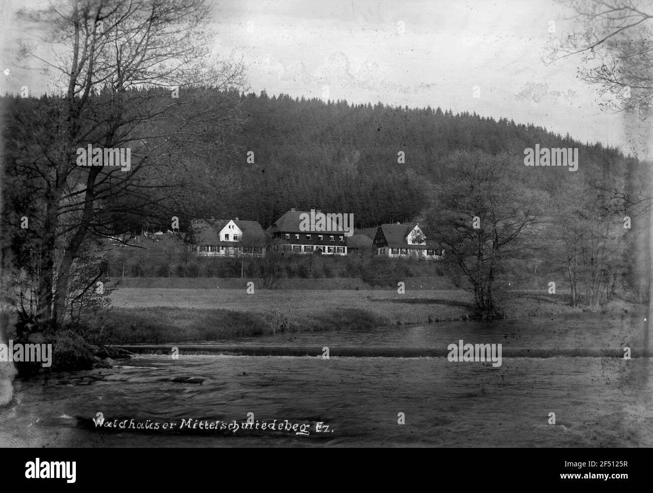 Settlement Waldhäuser and Preßnitzaue Stock Photo