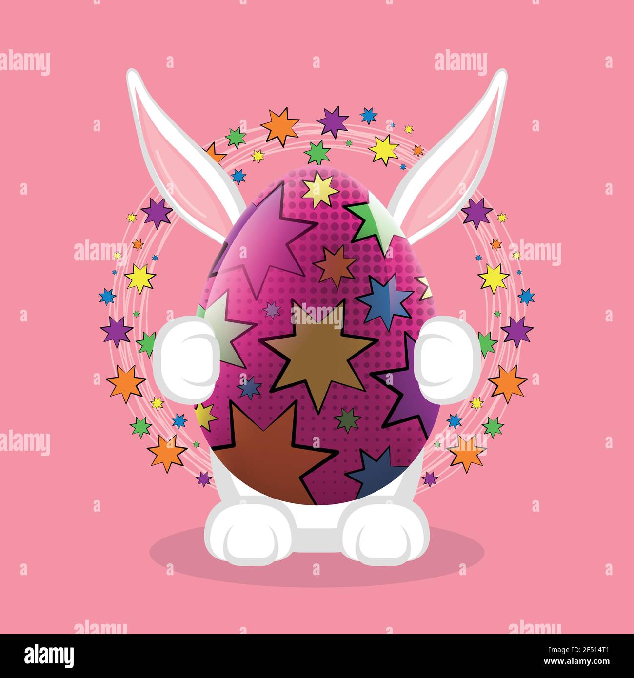 Bunny with a decorated easter egg - Vector Stock Vector Image & Art - Alamy