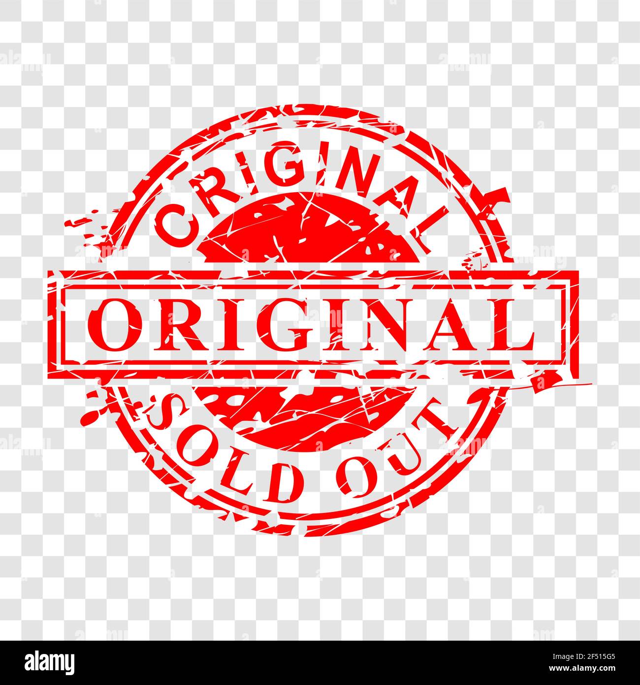 Vector Red Rust Clean Circle Rubber Stamp, 100% Original, at transparent effect background Stock Vector