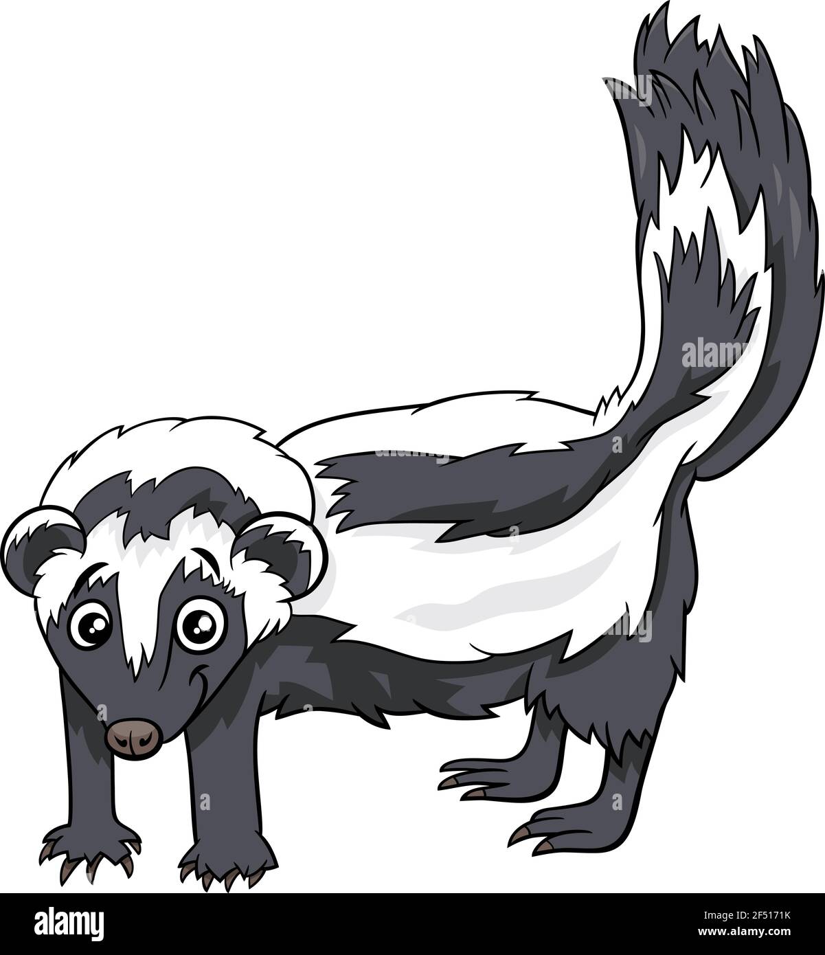 Cartoon illustration of zorilla or striped polecat comic animal character Stock Vector