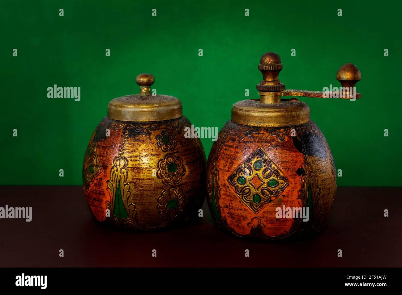 Vintage pepper and salt mill Stock Photo Alamy