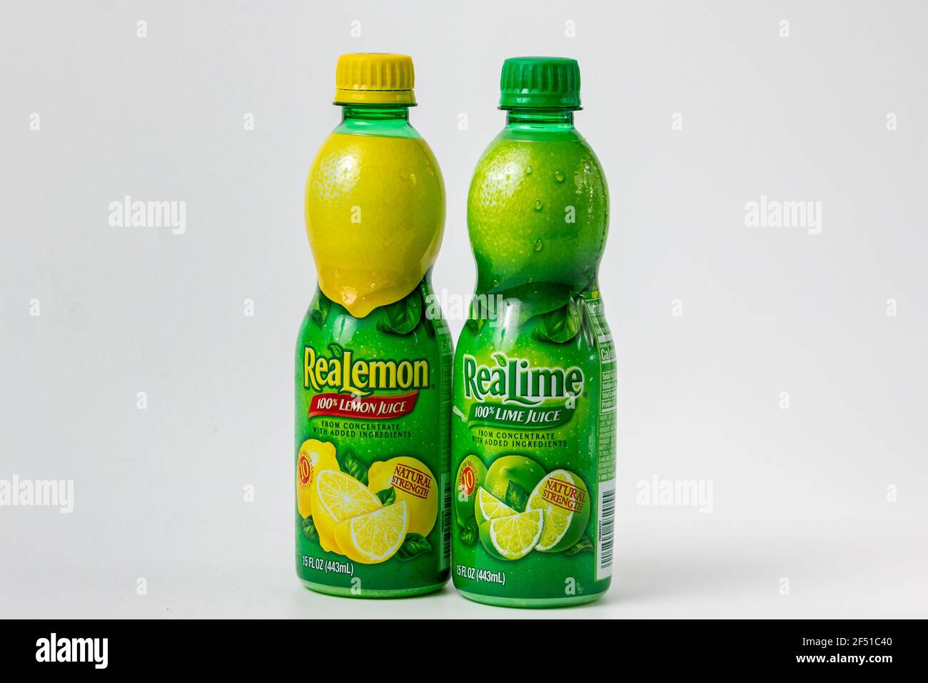 ST. PAUL, MN,USA - MARCH 9, 2021 - ReaLemon and ReaLime juice packages and trademark logo. Stock Photo