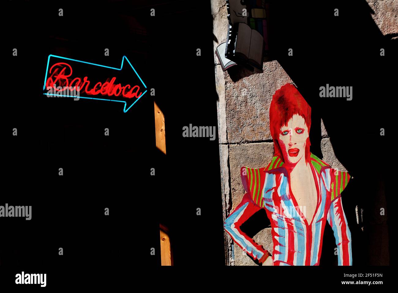 David Bowie cut-out, Barcelona, Spain. Stock Photo