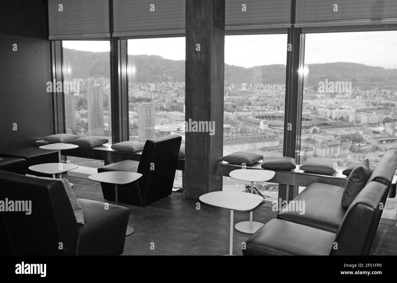 The Bar of the Panorama-Restaurant 'Clouds' in the Swiss Prime Tower - Switzerlands highest skyscraper Stock Photo