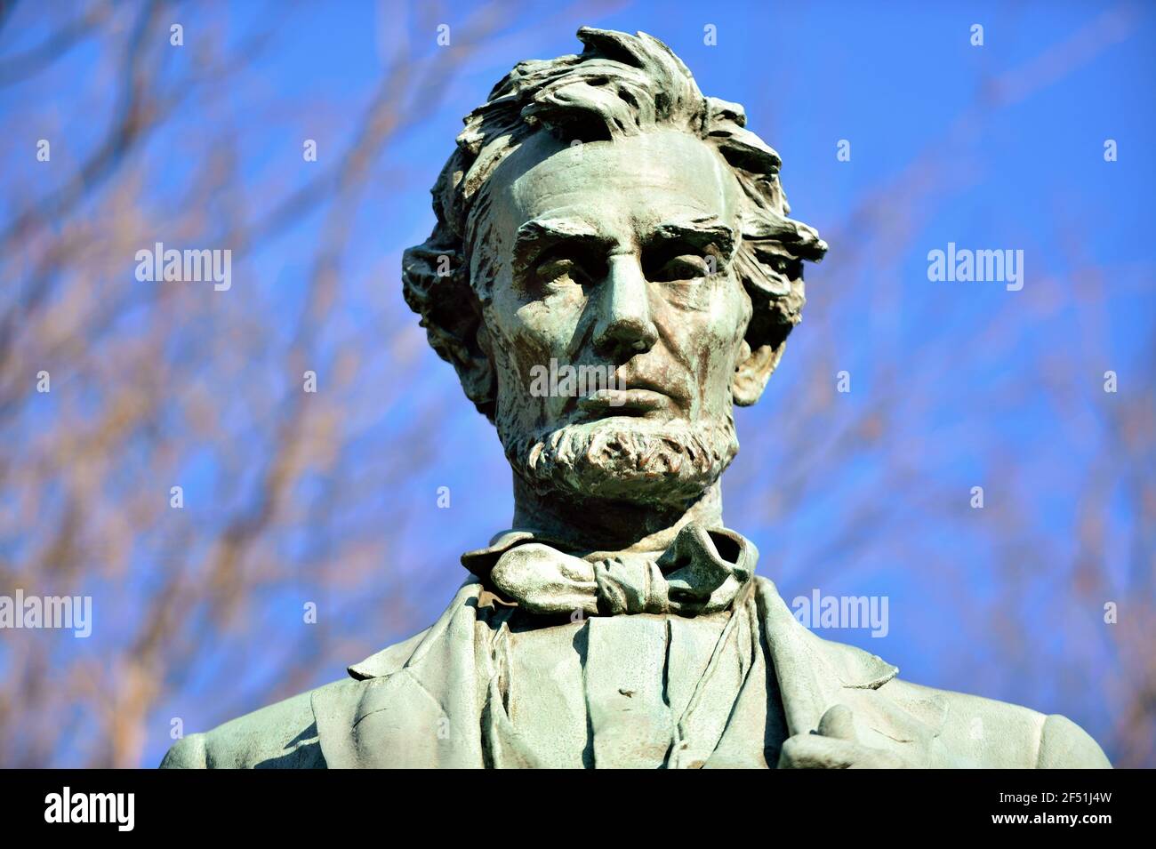 Chicago, Illinois, USA. Closeup of the original statue Abraham Lincoln ...