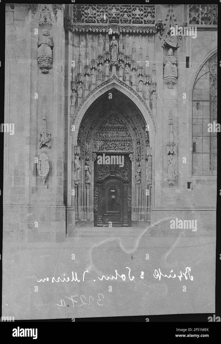 Gmünd. Upper South Portal of the Heiligkreuzkirche Stock Photo