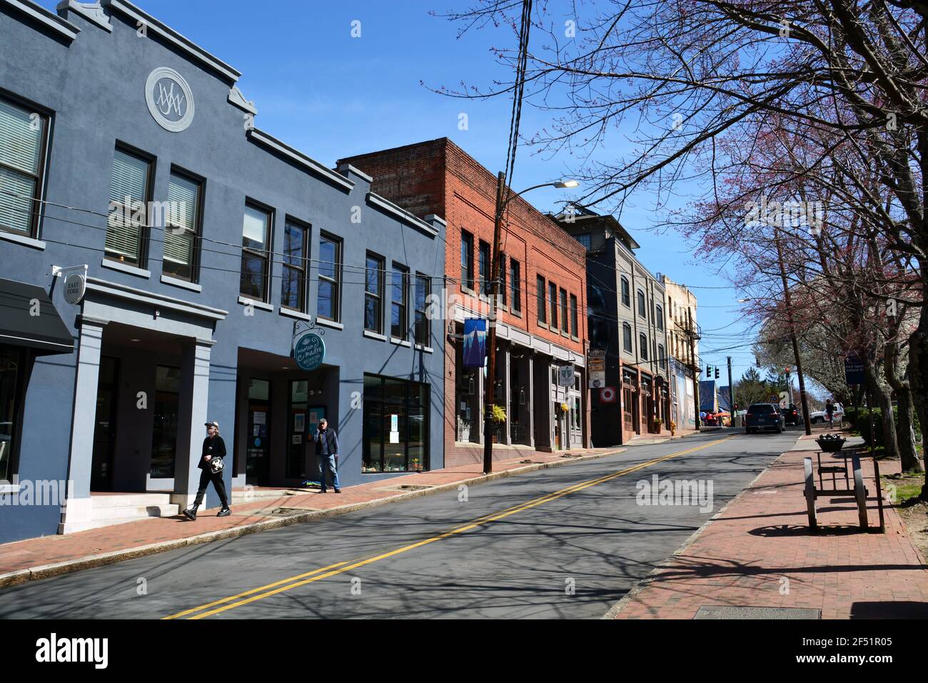 The shopping district on Walnut Street in Asheville, North Carolina