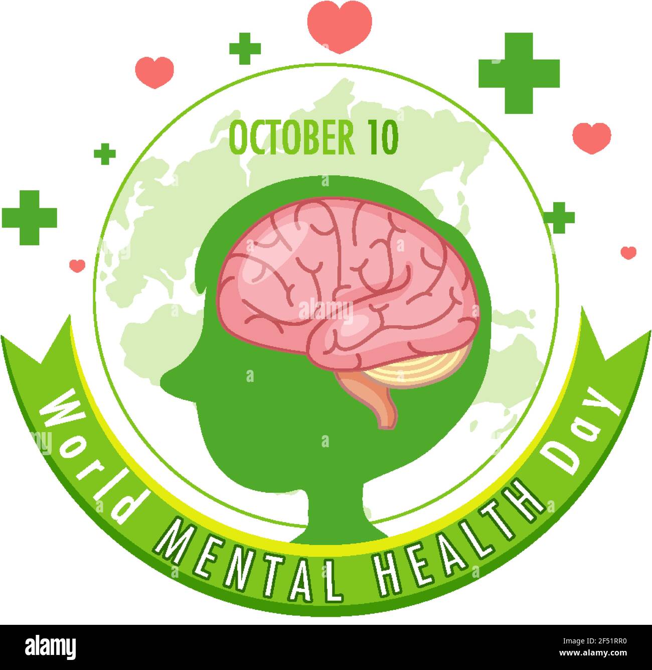 World Mental Health Day banner or logo isolated on white background ...