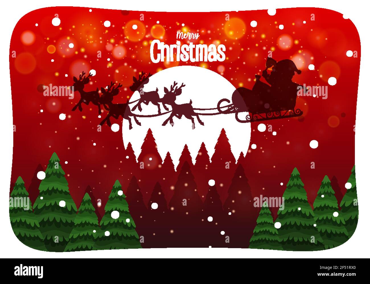 Merry Christmas font with Santa Claus in snow scene illustration Stock ...