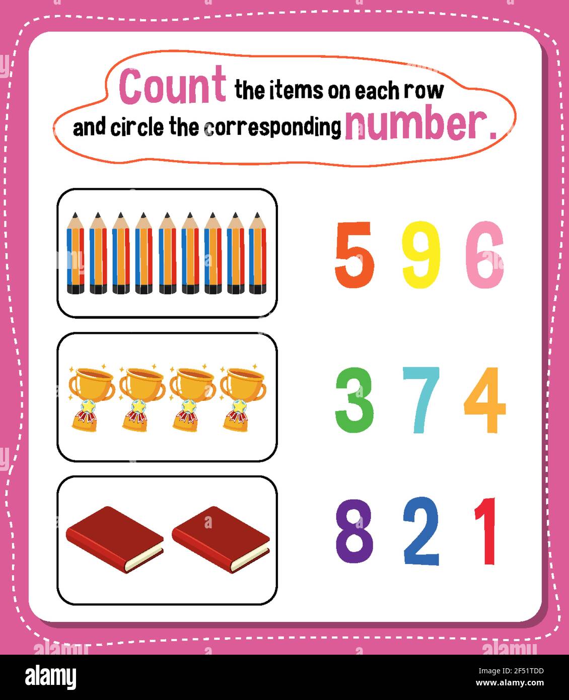 Math count number worksheet illustration Stock Vector Image & Art Alamy