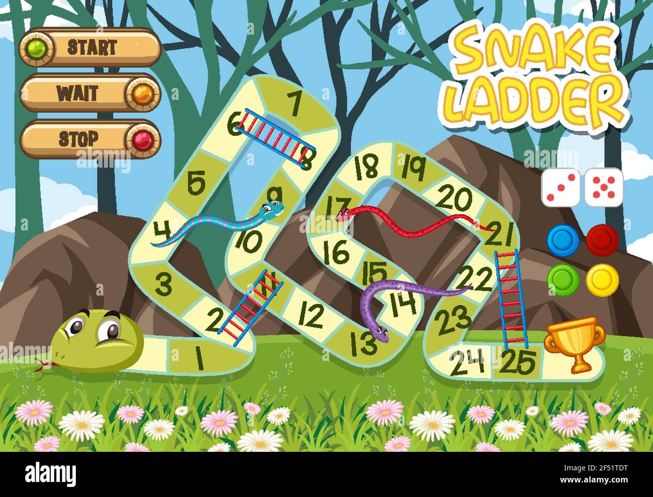 Snake Ladder Board Game for kids template illustration Stock Vector Image &  Art - Alamy