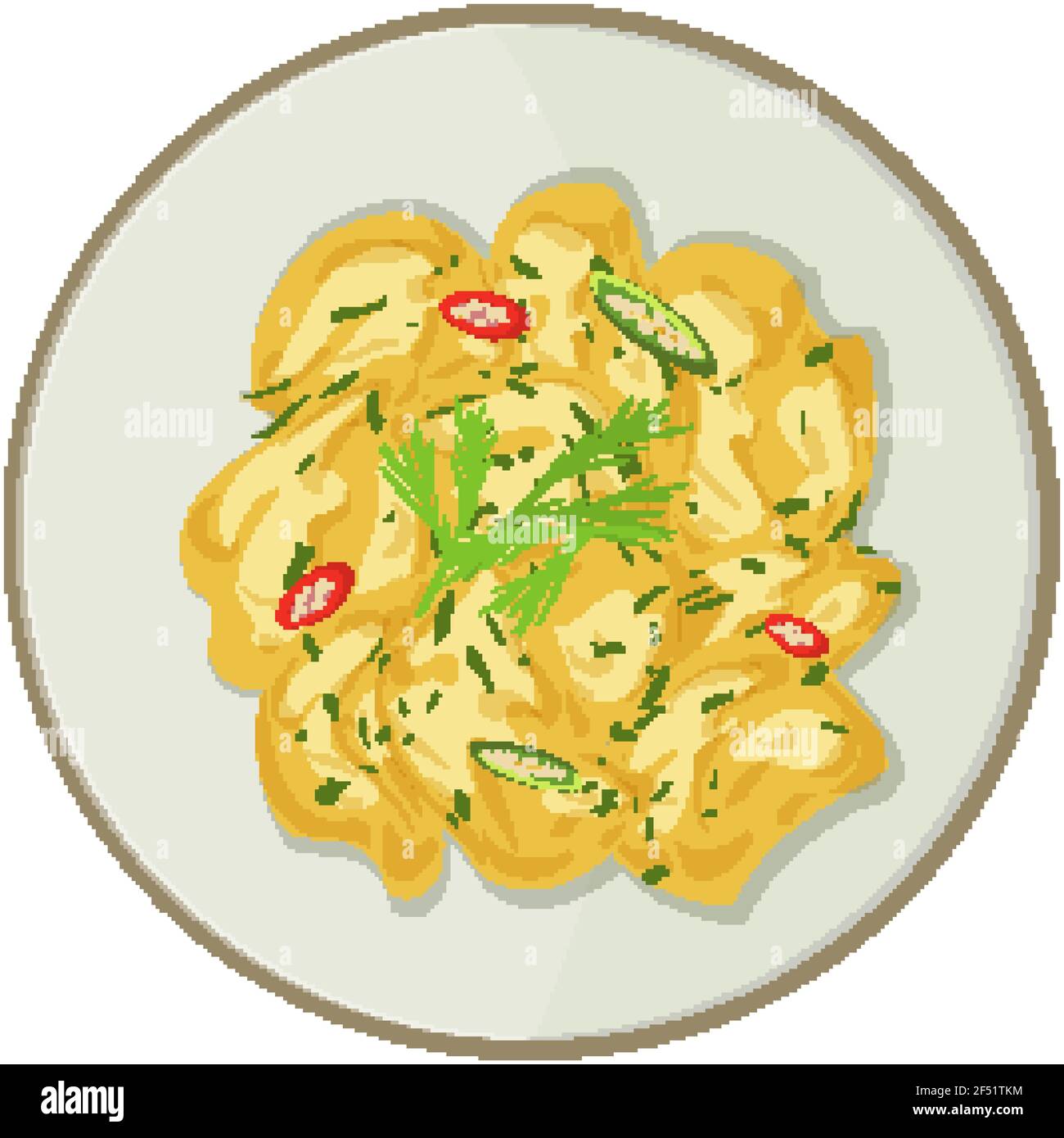 Top view of scrambled egg in a dish illustration Stock Vector Image ...