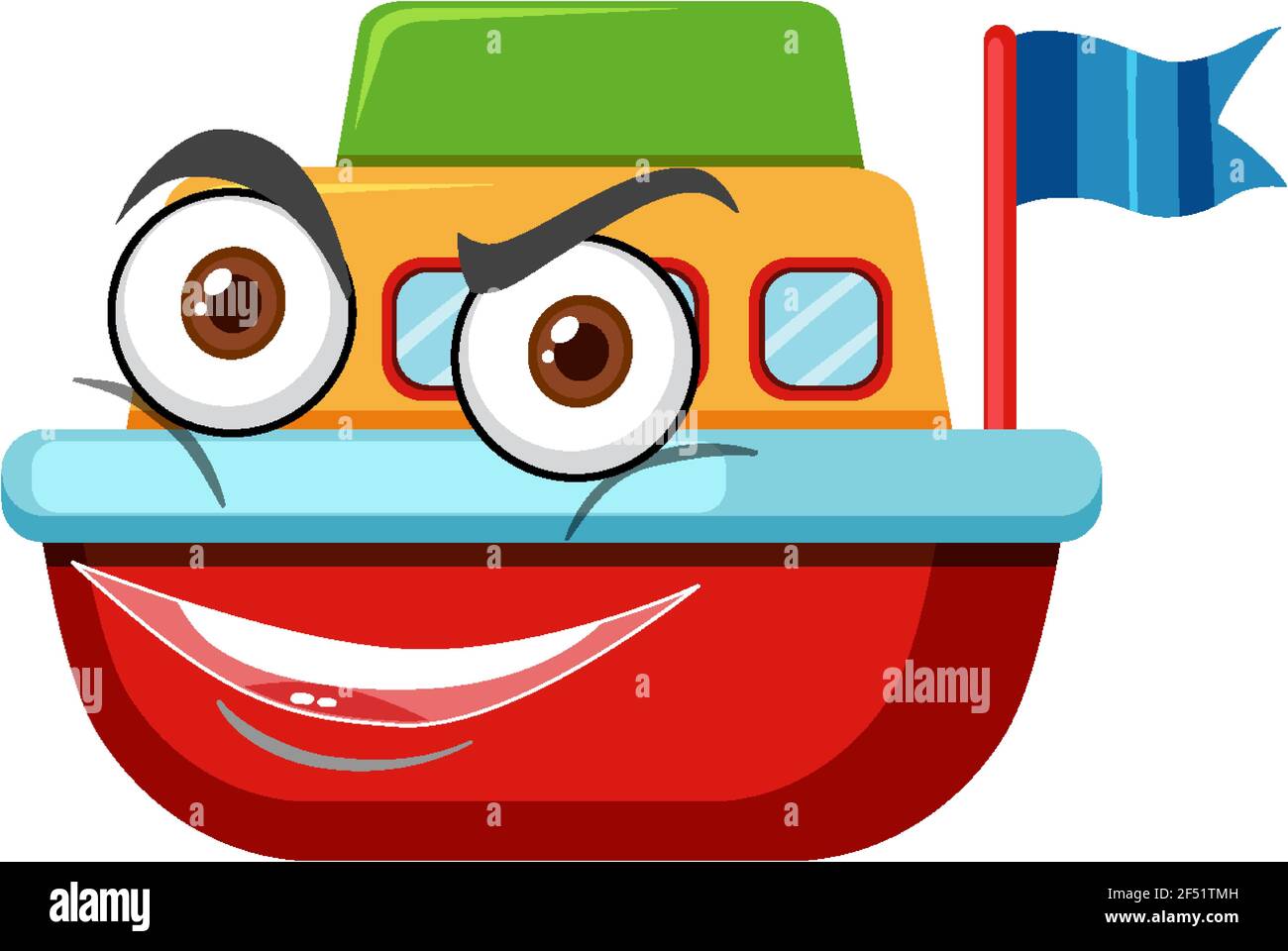 Boat toy cartoon character with facial expression illustration Stock ...