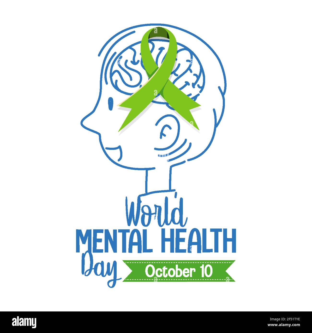 World Mental Health Day banner or logo isolated on white background ...