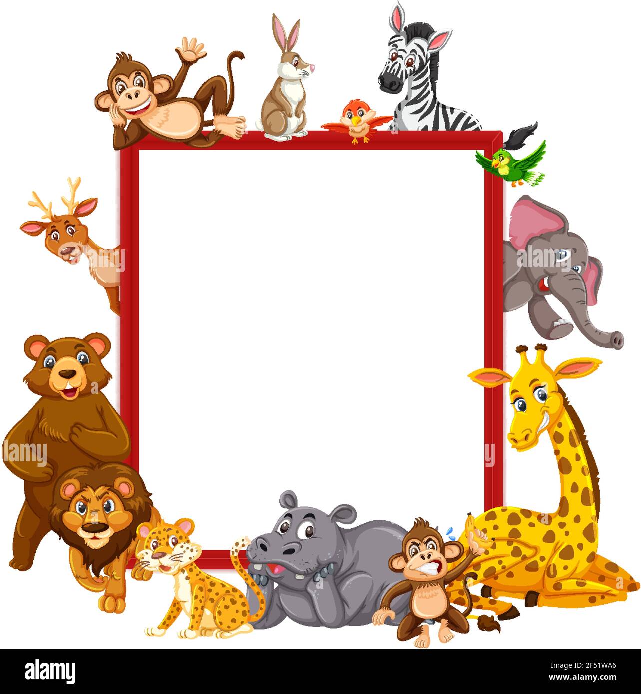 Empty banner with many different wild animals illustration Stock Vector ...