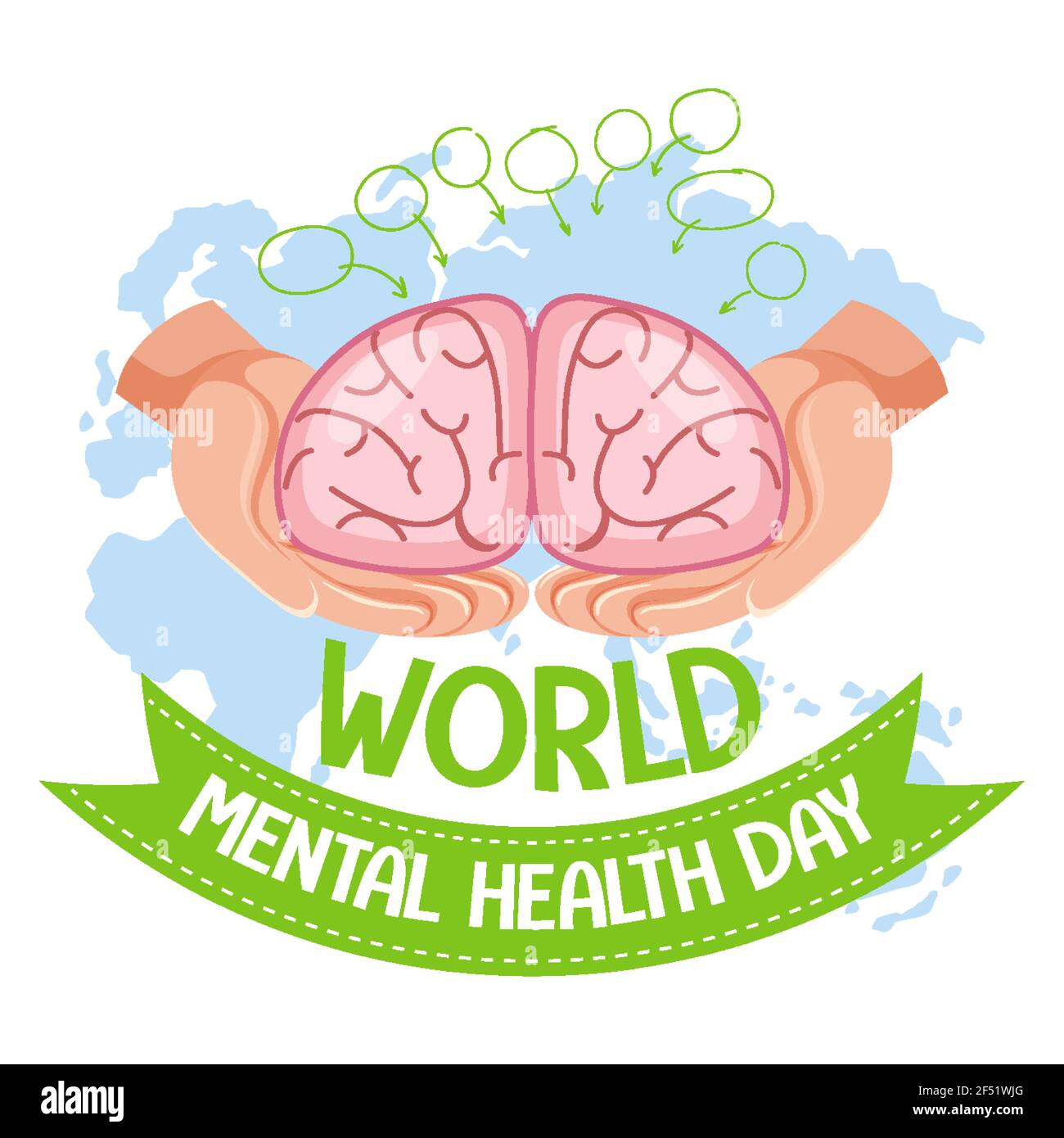 World Mental Health Day banner or logo isolated on white background ...