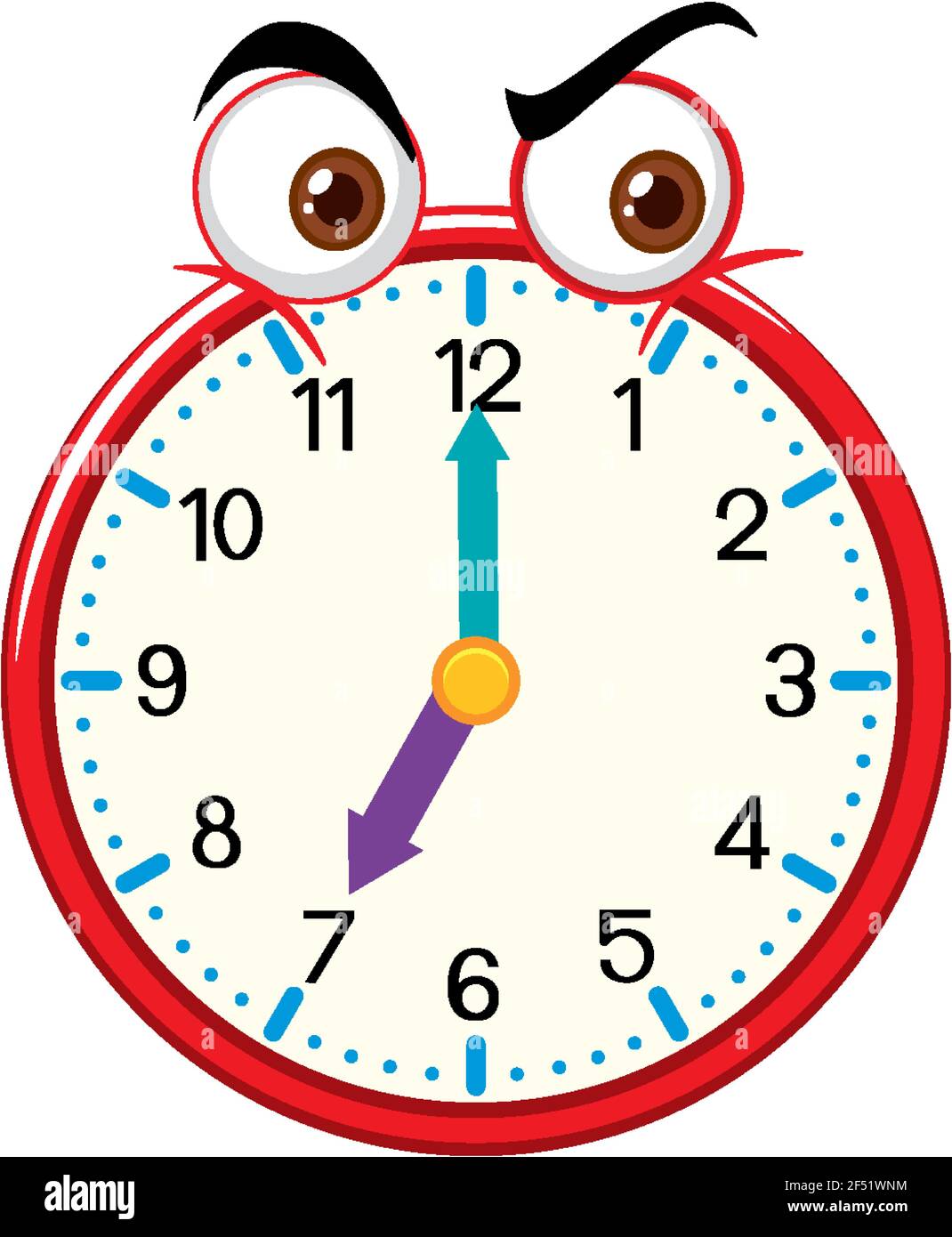 Clock cartoon character with facial expression illustration Stock