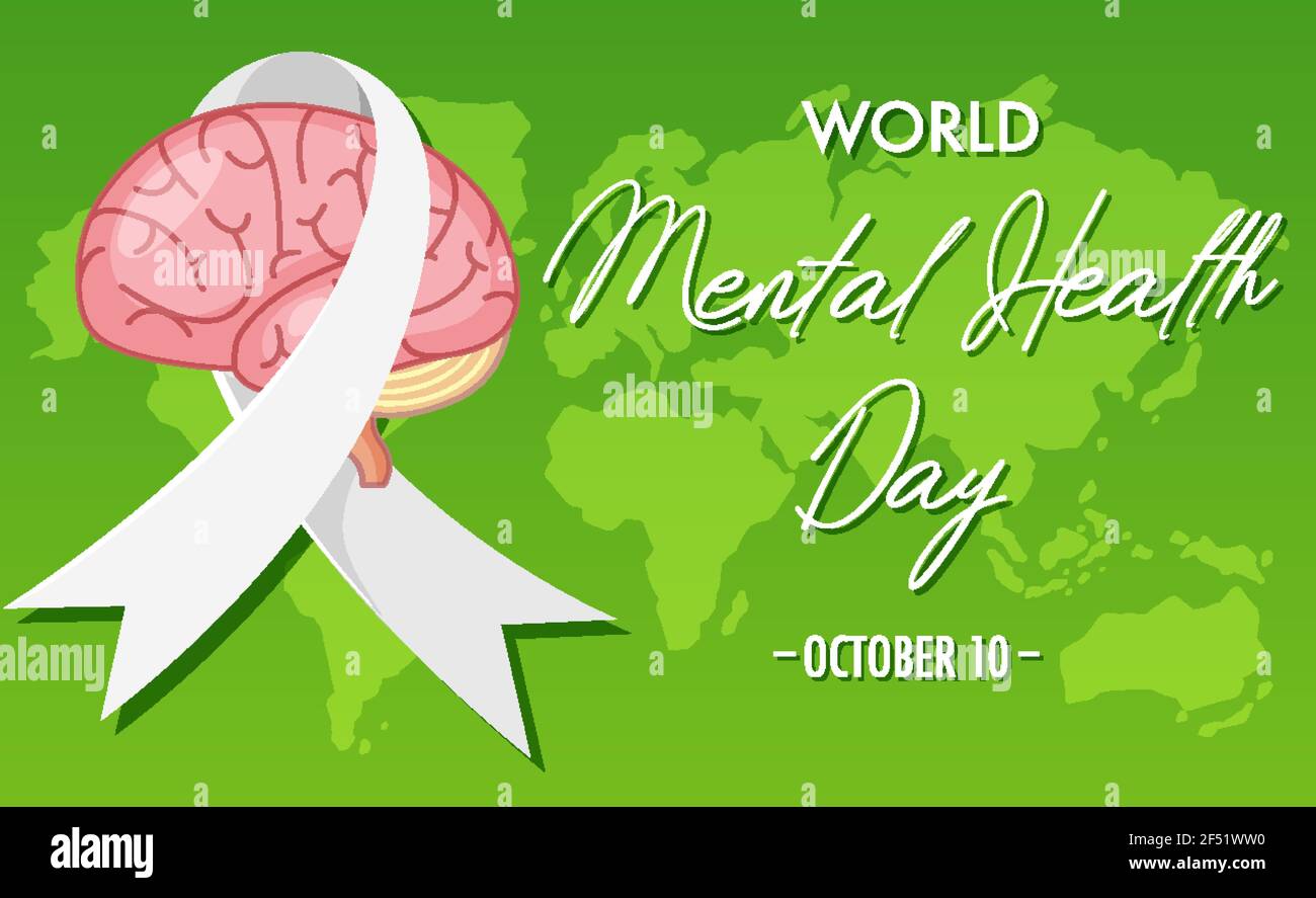 World Mental Health Day banner or logo isolated on white background ...