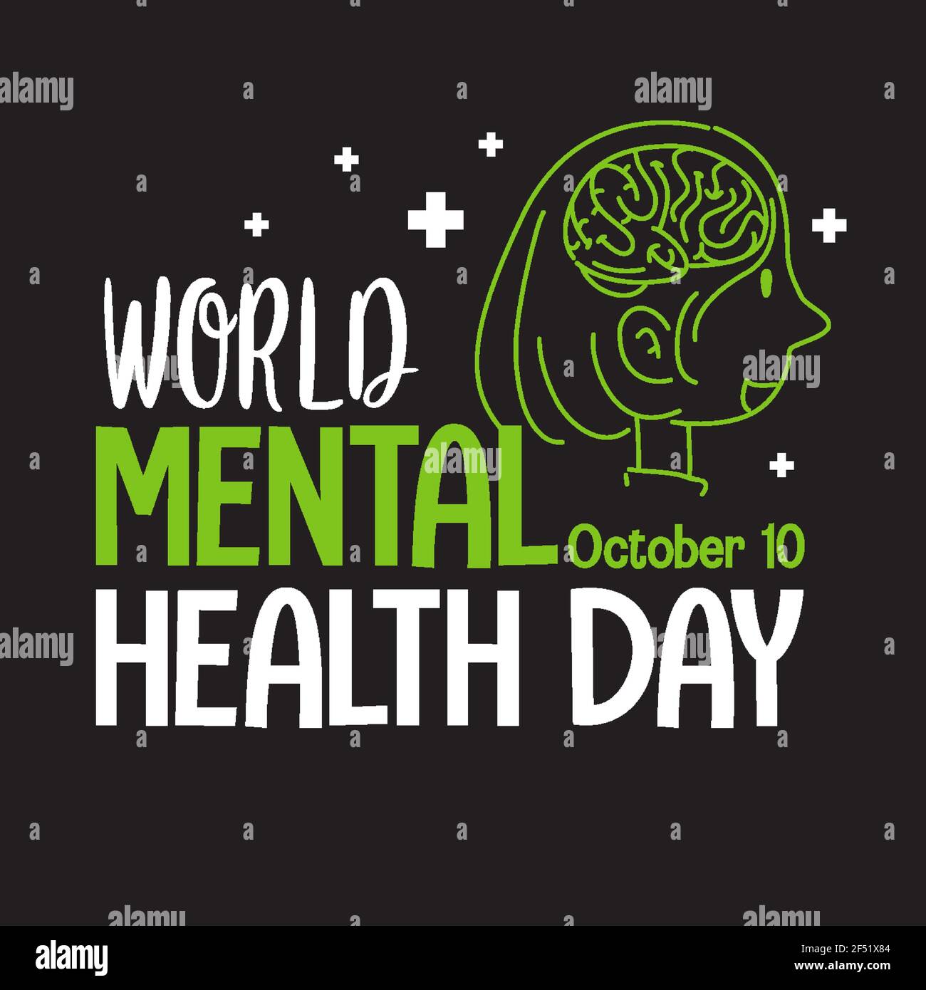 World Mental Health Day banner or logo isolated on white background ...
