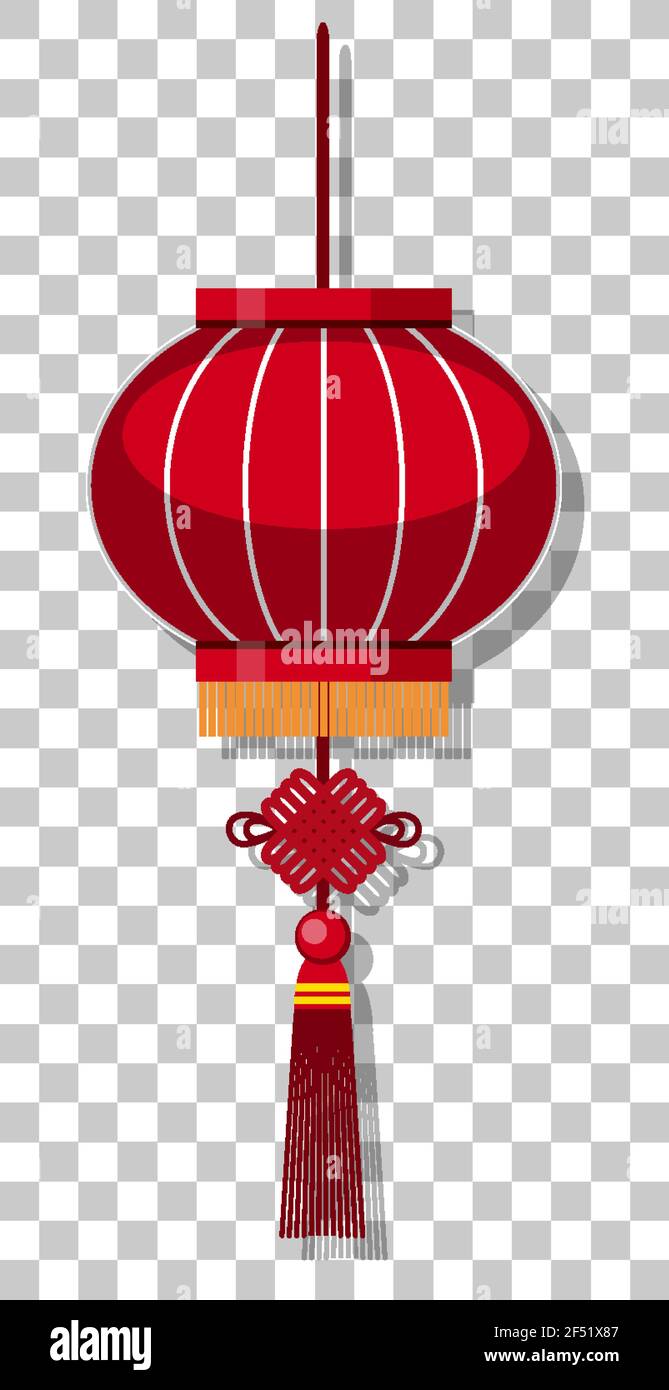 Chinese lantern hanging isolated on transparent background illustration Stock Vector