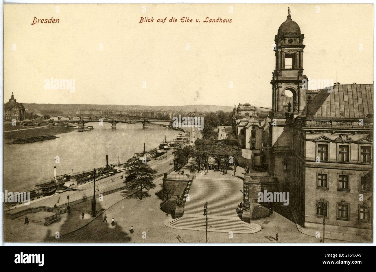View of the Elbe and country house Dresden. View of the Elbe and country house Stock Photo