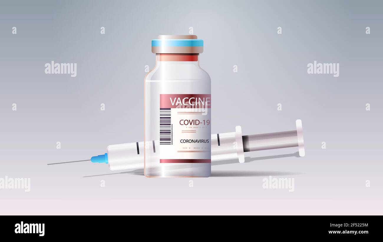 syringe and bottle vial of covid-19 vaccine injection vaccination ...