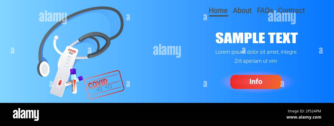 covid-19 swab nasal test and rapid cassette and stethoscope fight against coronavirus pandemic concept Stock Vector