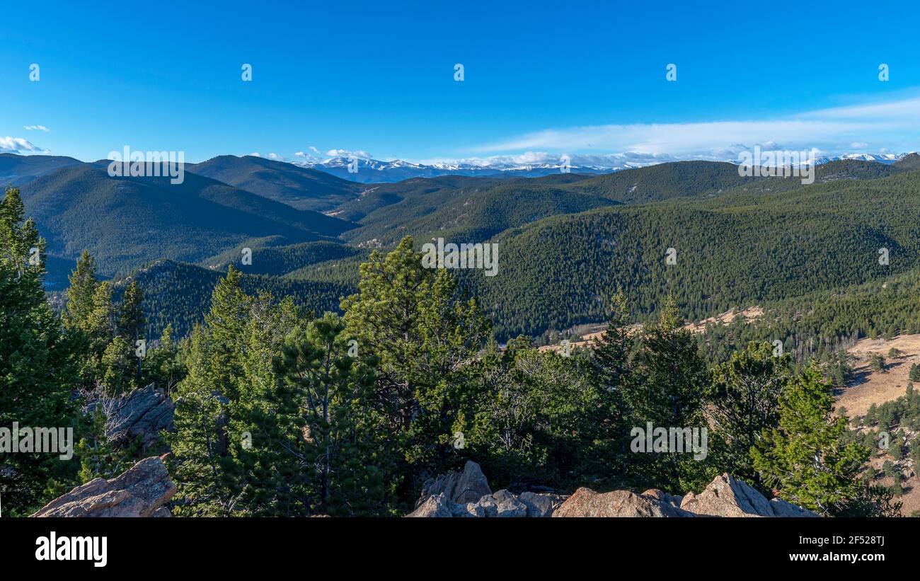 View from the top of Windy Peak in Golden Gate Canyon State Park Stock Photo