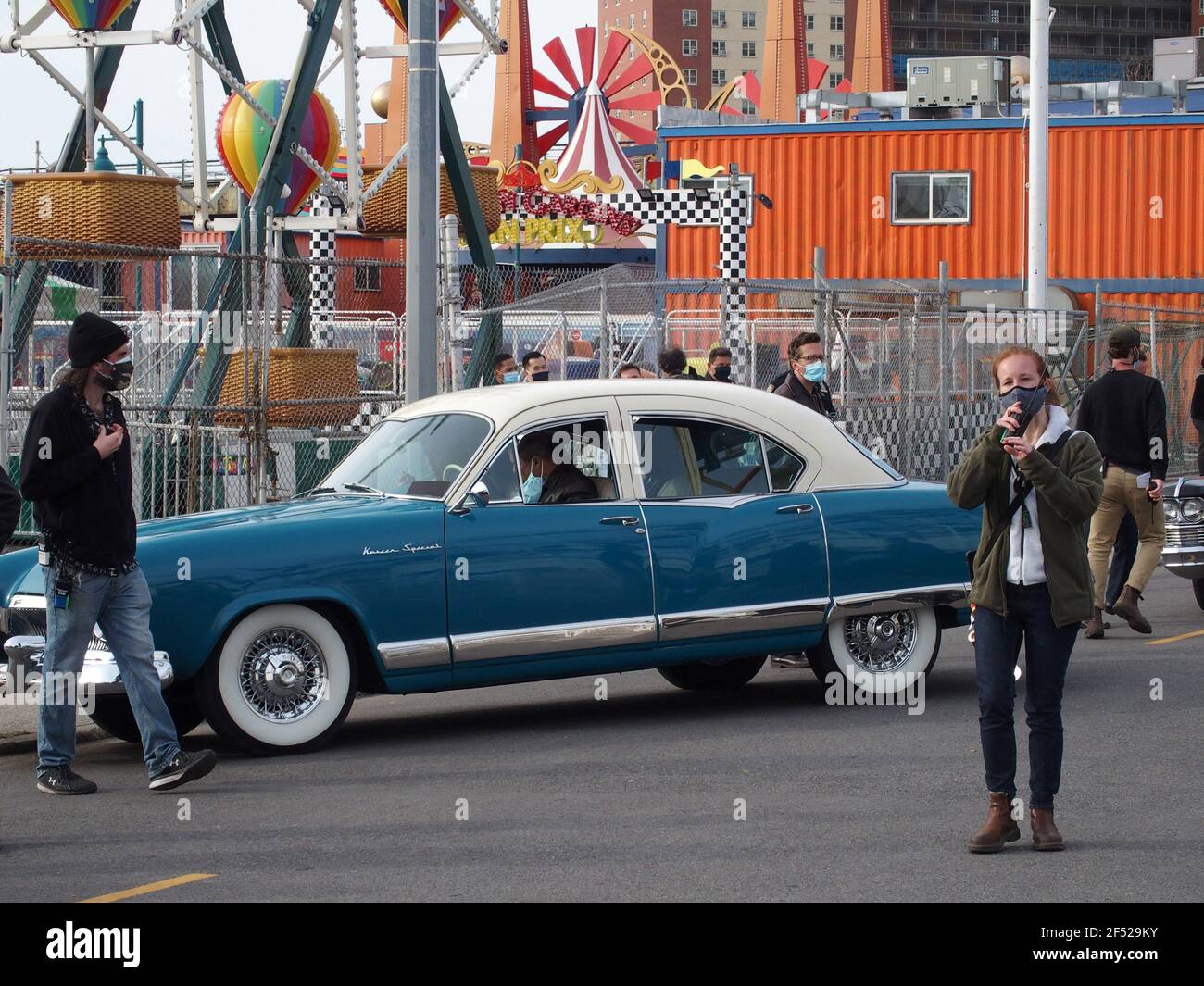 March 23, 2021, New York, New York, USA: New York- Filming in Coney Island  season 2 of the Godfather of Harlem tells the ''true story of infamous crime boss Bumpy Johnson, who in the early 1960s returned from ten years in prison to find the neighborhood he once ruled in shambles. With the streets controlled by the Italian mob, Bumpy must take on the Genovese crime family to regain control. filming today was Forest Whitaker  , Chaz Palminteri, Bo Dietl. (Credit Image: © Bruce Cotler/ZUMA Wire) Stock Photo