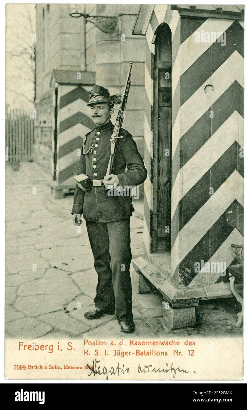 Post at the barracks guard Freiberg. Post at the barracks guard Stock Photo