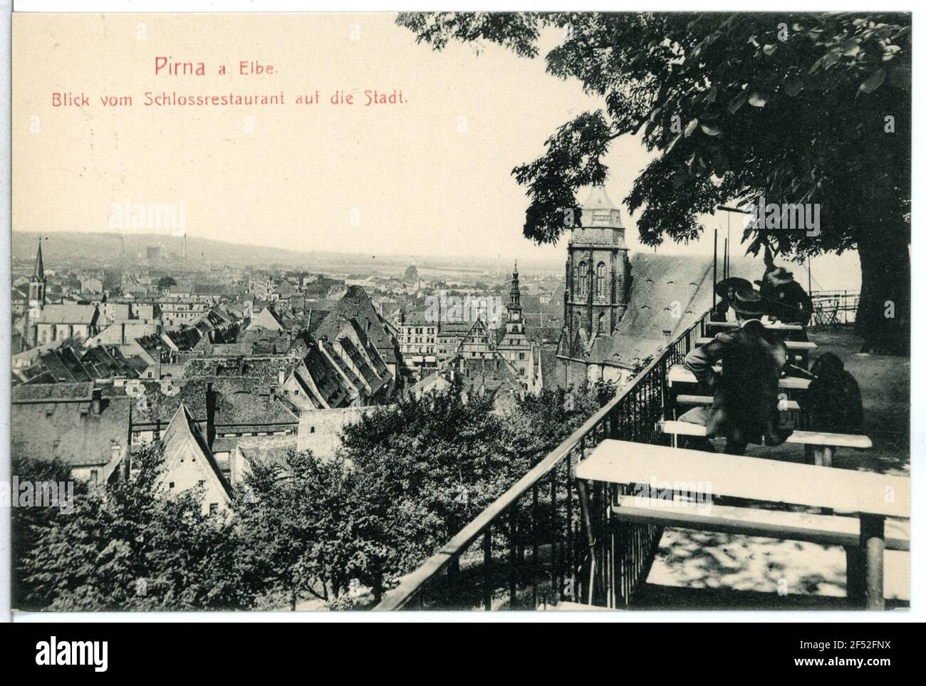 View from the Schloßrestaurant on the city Pirna. View from the castle restaurant on the city Stock Photo