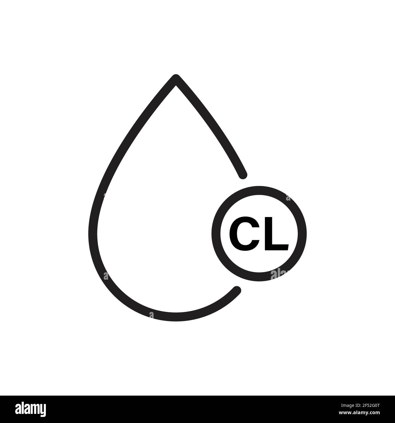 Drop with chlorine. Water containing chlorine linear icon vector for graphic design, logo, web site, social media, mobile app, ui Stock Vector