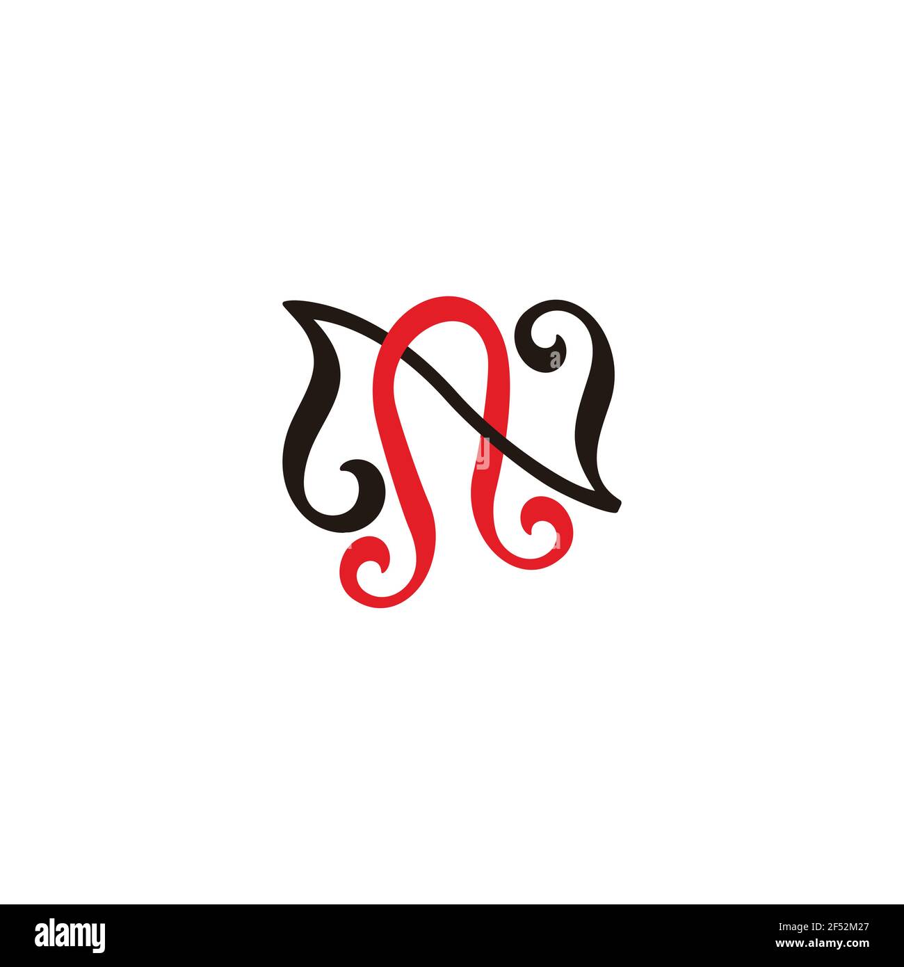 letter nn simple linked colorful curves line symbol vector Stock Vector