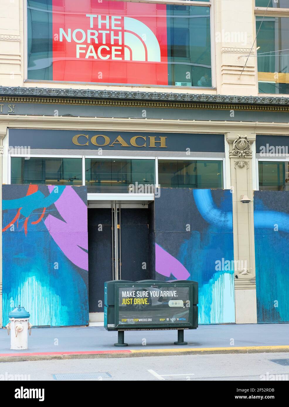Exterior view of the Coach store in Union Square San Francisco California American luxury design house specializing in handbags luggage Stock Photo Alamy