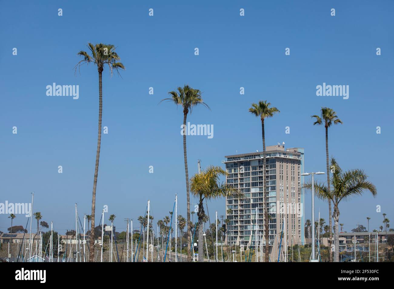 Daytime view of the marina skyline of Oceanside, California, USA. Stock Photo